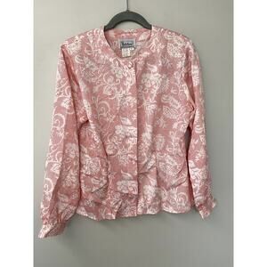 Vintage Red/White Patterned Womens Button Down Blouse Sz 6